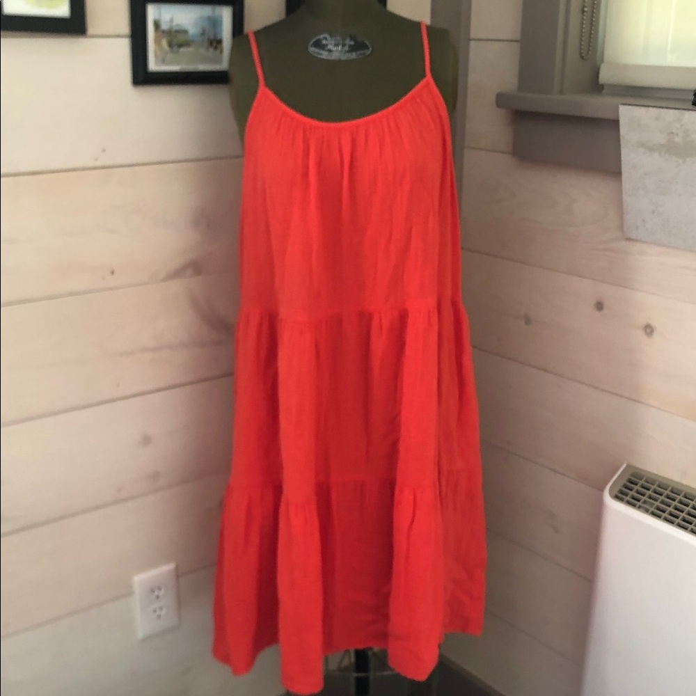 Universal Thread Bright Orange Tiered Midi Dress